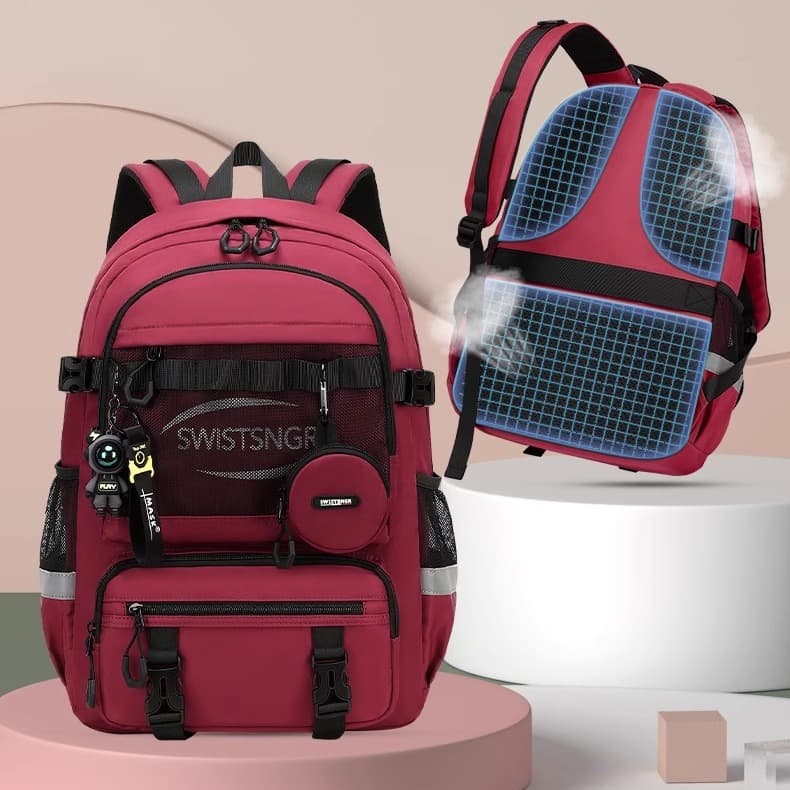 Swiss Women's Lightweight Fashion Backpack, Ergonomic Design for Primary and Middle School Students, Daily Commute Bag