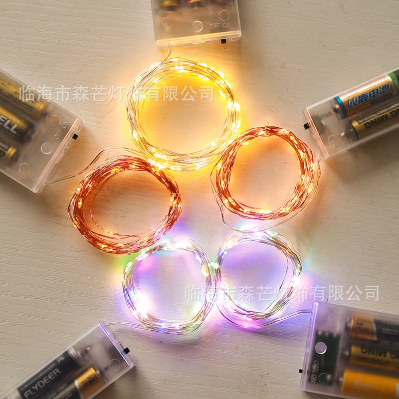 LED Copper Wire String Lights Battery Box Colorful Fairy Star Christmas Holiday Decoration Gift Box Indoor Lighting Decor
