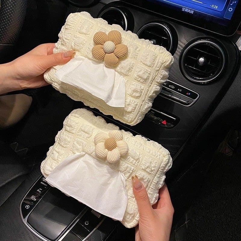 Car Tissue Box, Car Tissue Holder for Armrest, Sun Visor, Seat Hanging, Cute Simple Premium Style Paper Bag for Women