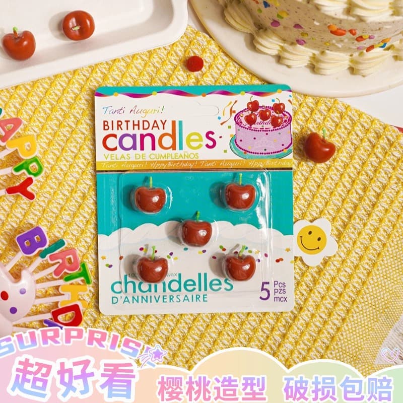 Cherry cake candle in birthday cake decoration cherry shape plug-in ornament simulation cherry ornament party