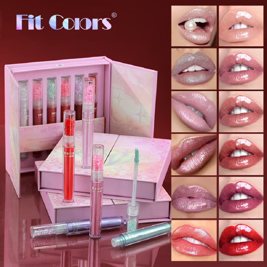 Cross-border Fit Colors Diamond Lip Gloss Gift Set Long-lasting Glossy Lip Gloss Moisturizing Lip Gloss Oil