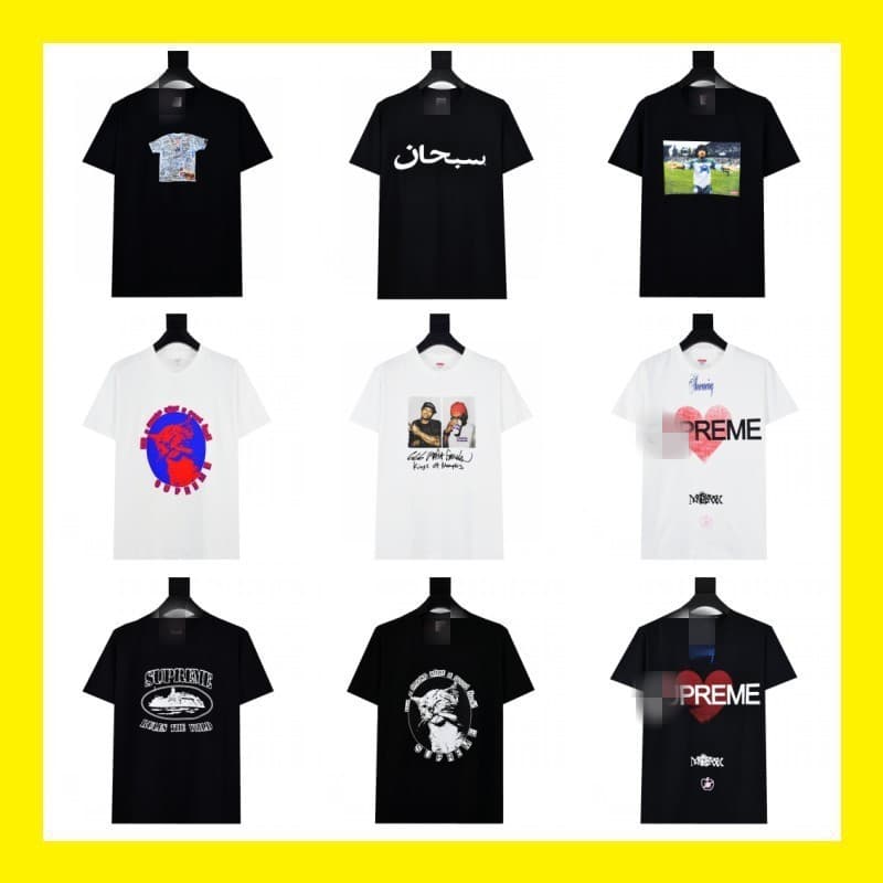 Cross-border Original American Streetwear Sup Letter Print BOX High Version Short Sleeve T-Shirt Unisex Cotton Loose Street Style T