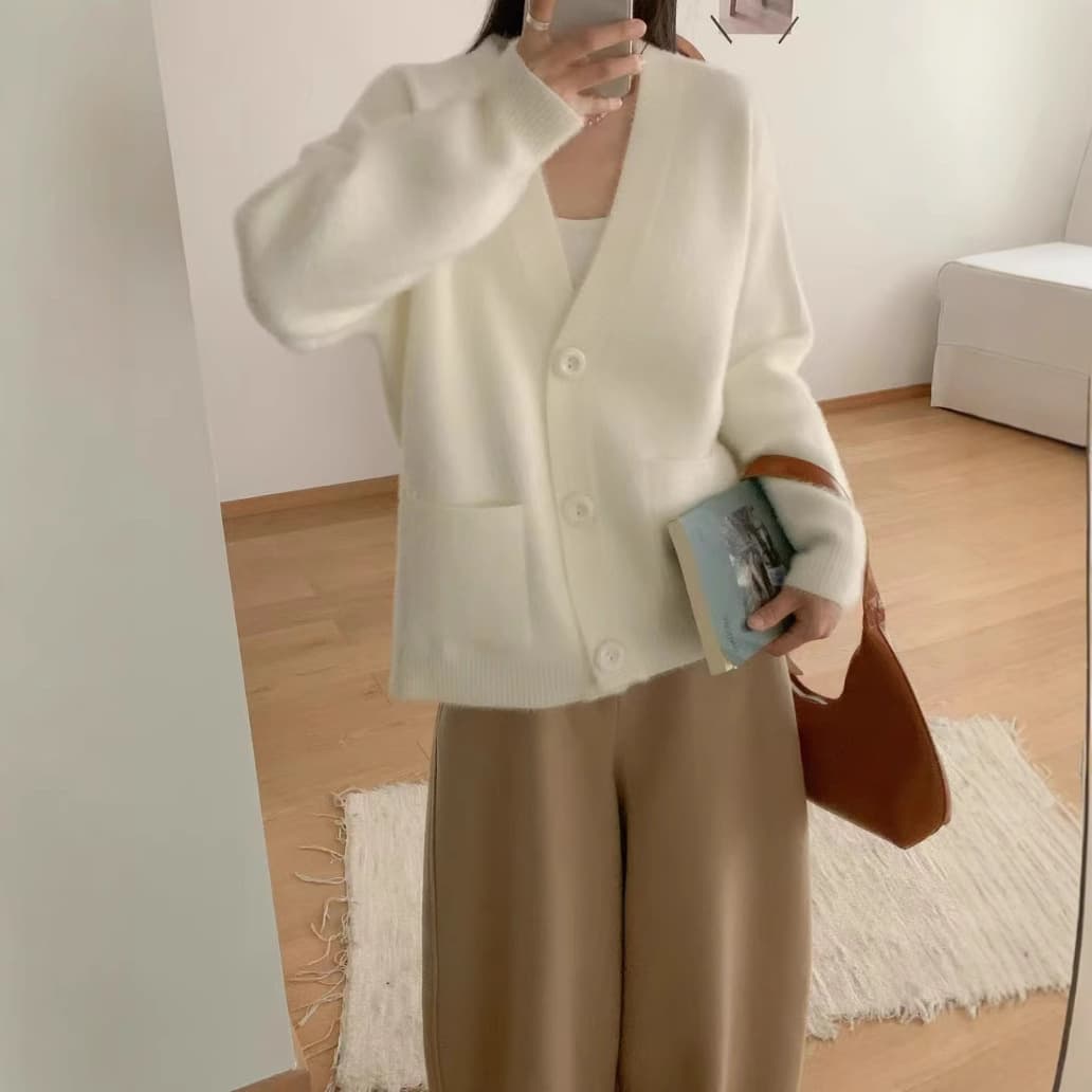Mink-like Knit Cardigan for Women 2025 Fall/Winter New Style Loose Soft Cozy Sweater Top Fashion