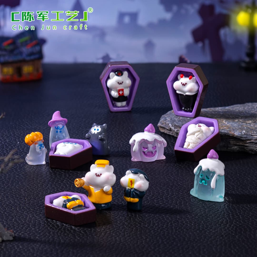 Cross-Border New Product Halloween Zombie Monk Doll Cute Figurines DIY Decoration Accessories Mini Micro-Landscape Small Ornaments