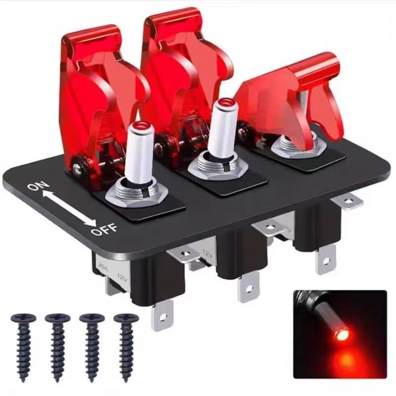 Button rocker switch with waterproof cover switch-07D LED car switch modified 12V 20A three-in-one