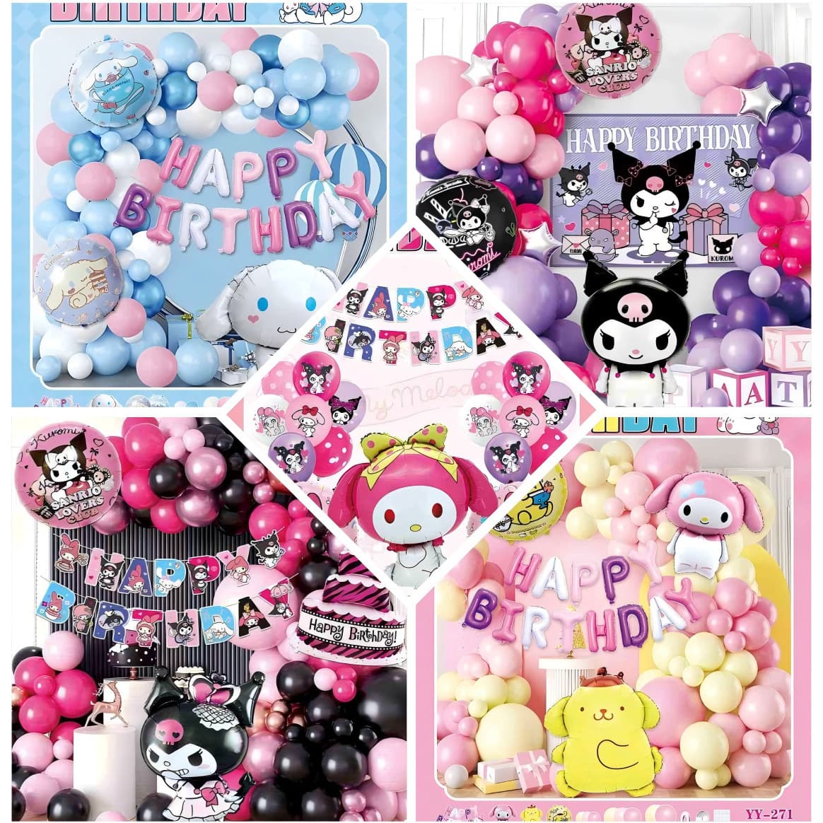 Cute Cartoon Kuromi Birthday Balloon Set My Melody Kids Birthday Party Decoration Supplies Wholesale