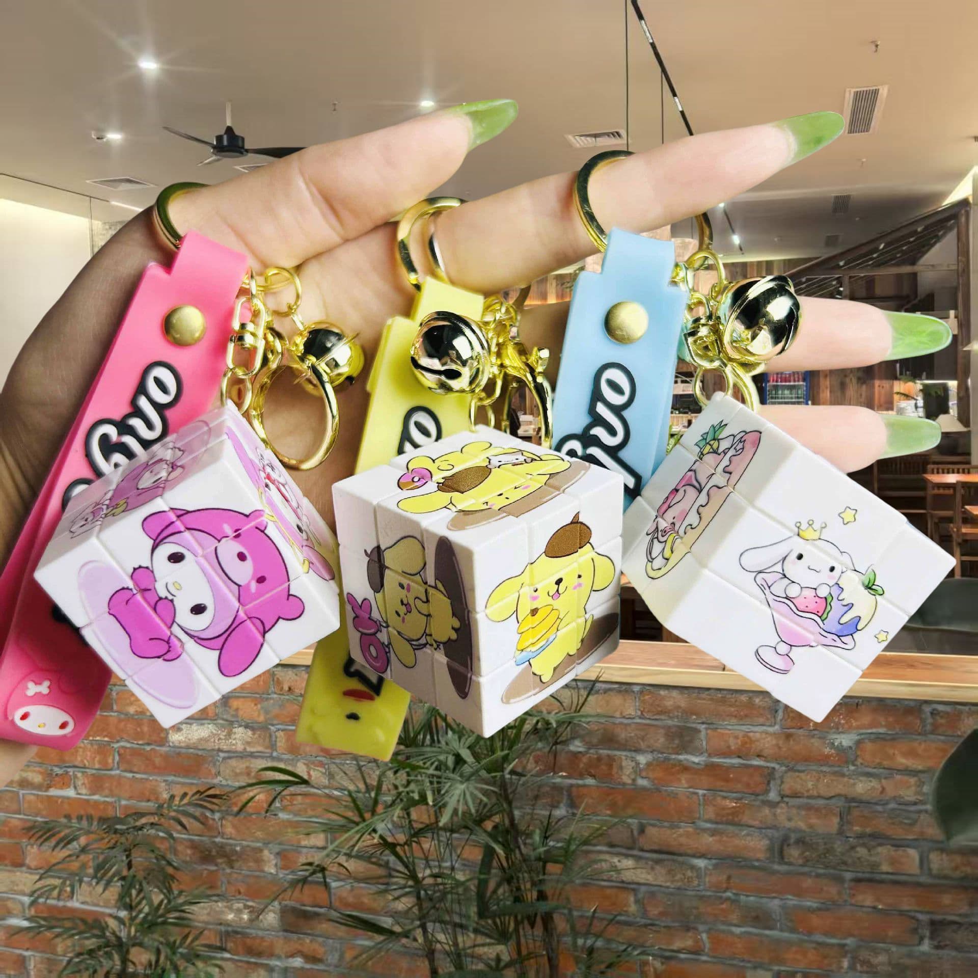 New Cartoon Sanrio Creative Cube 3D Keychain Puzzle Backpack Pendant Gift Couple Keychain