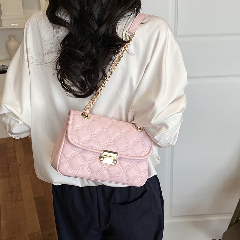 2026 new women's bag rhombus chain small square bag light luxury high-end crossbody bag niche versatile shoulder bag