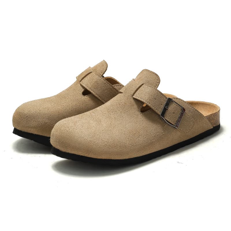 RUIZUSTOCK Autumn/Winter New Men's Cork Slippers Enclosed Toe Women's Sandals Suede Neutral Outdoor Beach Wear
