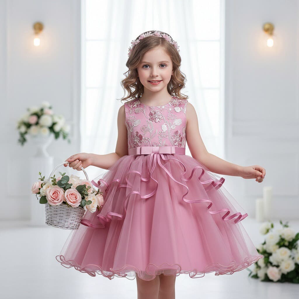 Amazon Hot Selling Princess Dress for Girls, Children's Gown, Baby Dress, Performance Dance Dress for Children's Day