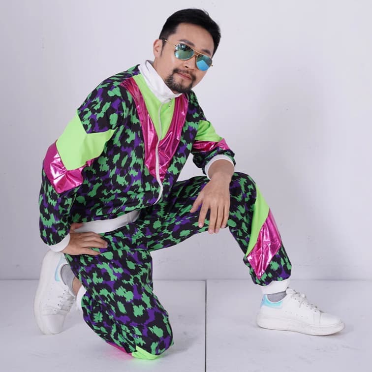Halloween Carnival Stage Costume 80s Retro Vintage Sportswear Active Dance Fitness Aerobics Ski
