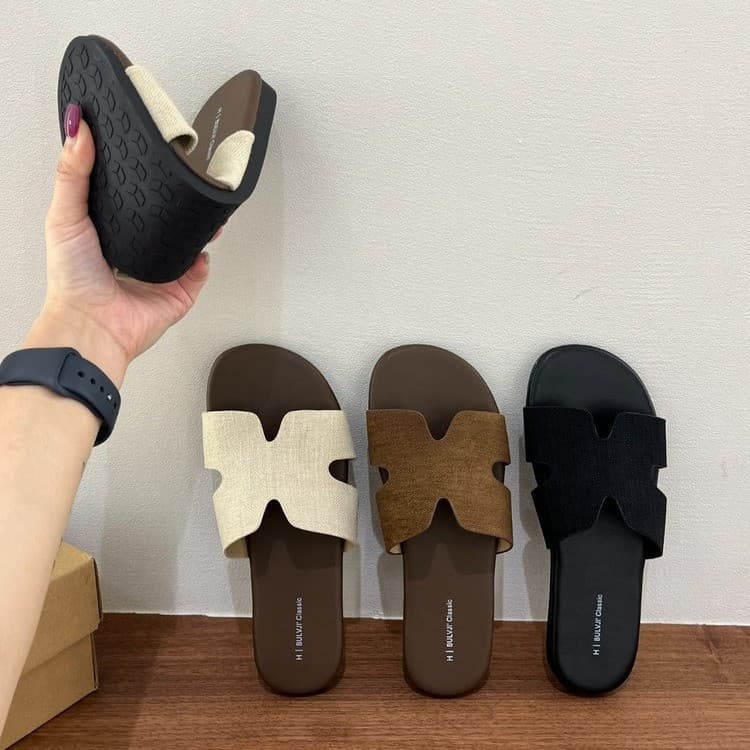 Niche retro casual flat sandals for women to wear summer fashion H-shaped slippers soft-soled Birkenstock sandals flat heel