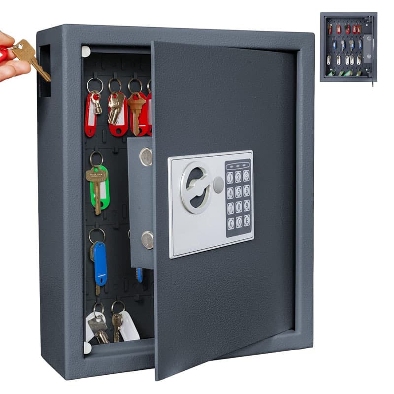 Electronic Key Lock Box Wall-Mounted Key Management Cabinet Large Capacity Key Storage Box with Lock for Real Estate and Hotels