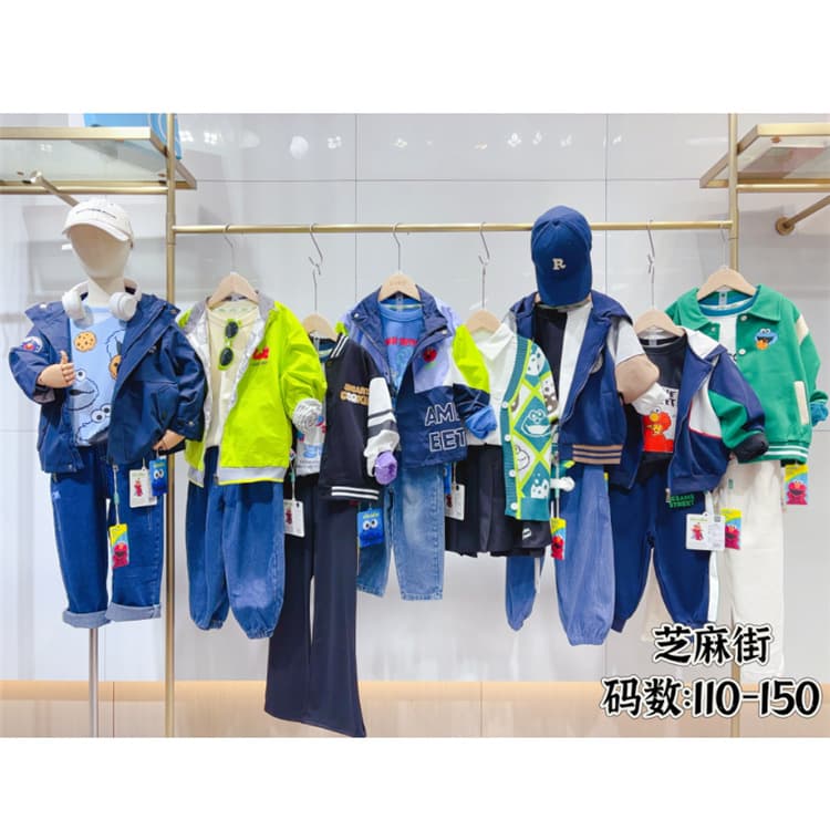Unique brand children's clothing clearance wholesale, mixed-lot street vendor stock, Sesame Street kids' apparel, direct from factory