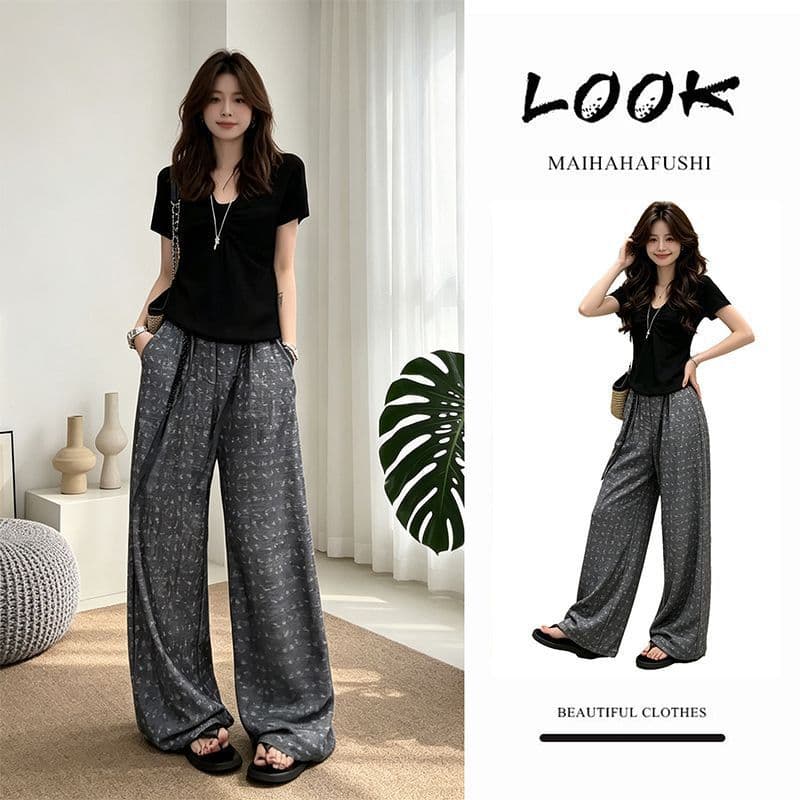 Plus Size Women's Summer Casual Slimming Short Sleeve Top and Pants Two-Piece Set