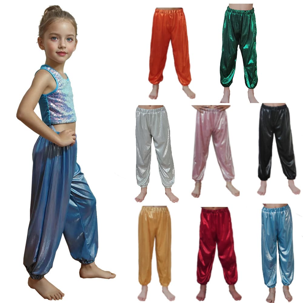 Street Dance/Square Dance Vertical Striped Draped Performance Pants Children's Art Festival Trousers Laser Adult Harem Pants
