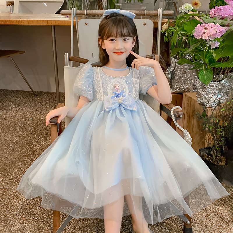Elsa Princess Dress for Girls Frozen Dress 2025 New Summer Children's Birthday Elsa Dress