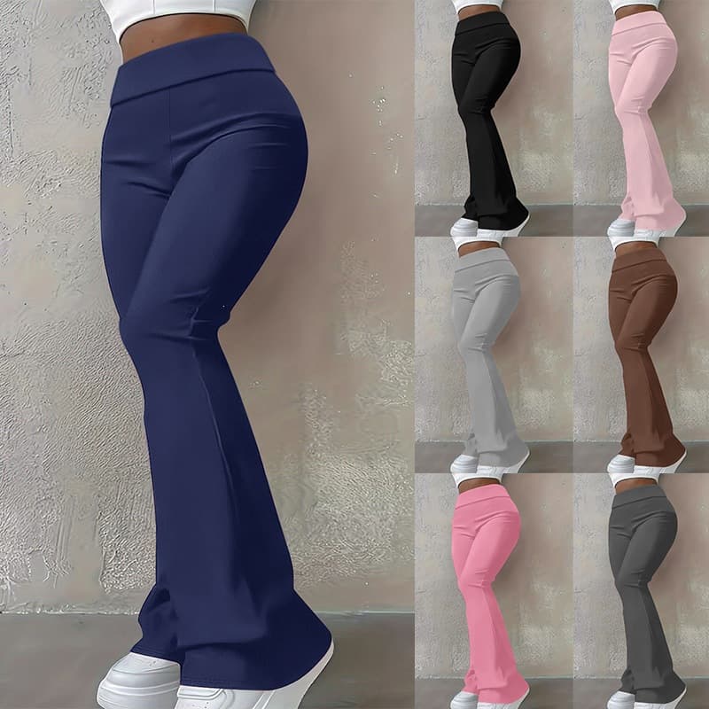 2024 New Casual Long Pants Sports Europe America Cross-border Amazon Women's Fashion Solid Color Women's Tight Pants