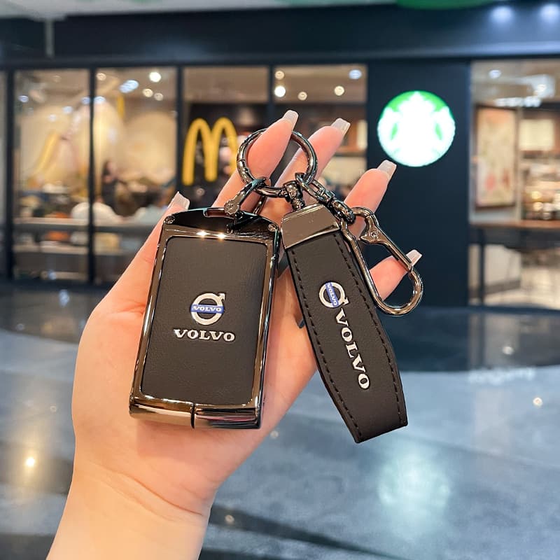 Genuine Leather Metal Key Case Cover for Volvo XC60 S90 XC90 XC40 S60L V60