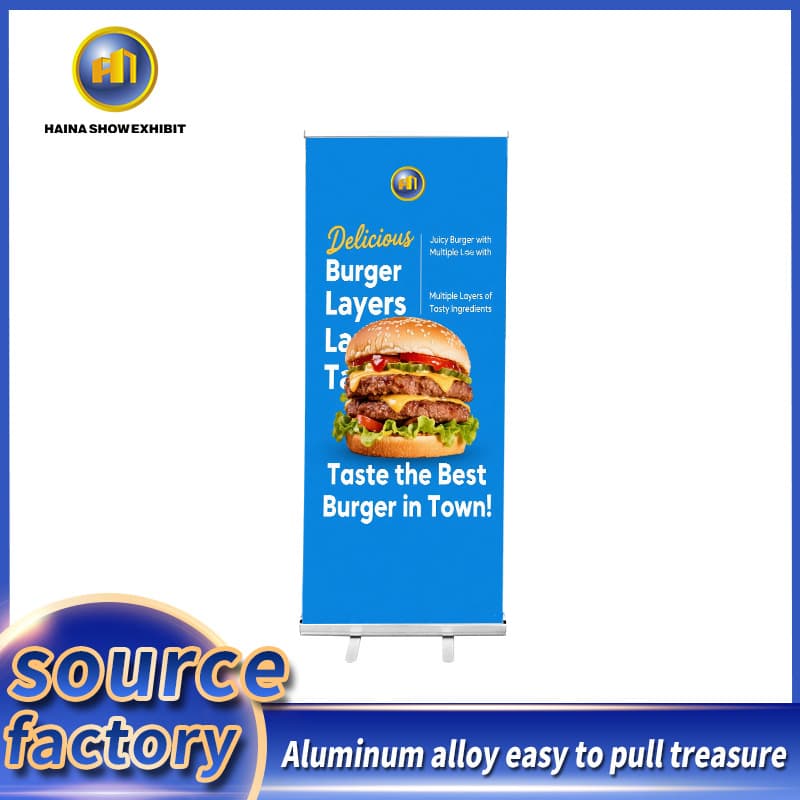 Black Roll-Up Promotional Pole Advertisement on Shelf
