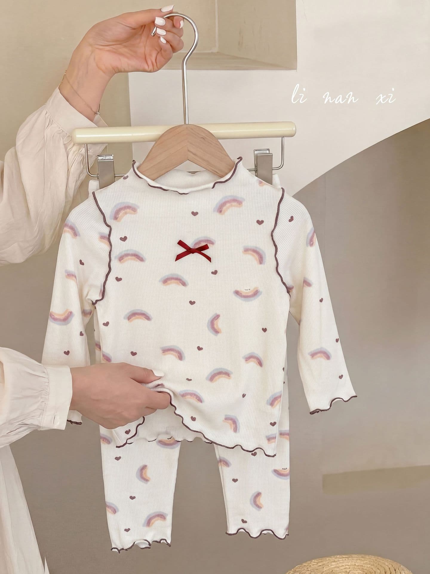 8116 Girls' Autumn Pajama Set 26 New Style Kids' Wool Stretch Thermal Underwear with Lace Bow Cartoon Design