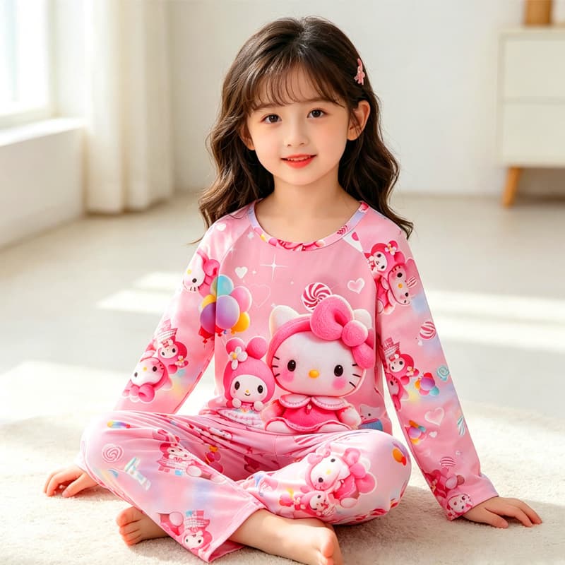 Southeast Asian children's home clothes set boys and girls thin long-sleeved trousers pajamas two-piece set baby pajamas autumn