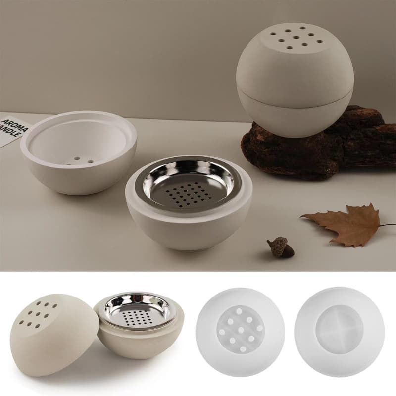 Caifu Spherical Aromatherapy Furnace Silicone Mold Handmade DIY Plaster Cement Resin Round Incense Burner In Stock Wholesale