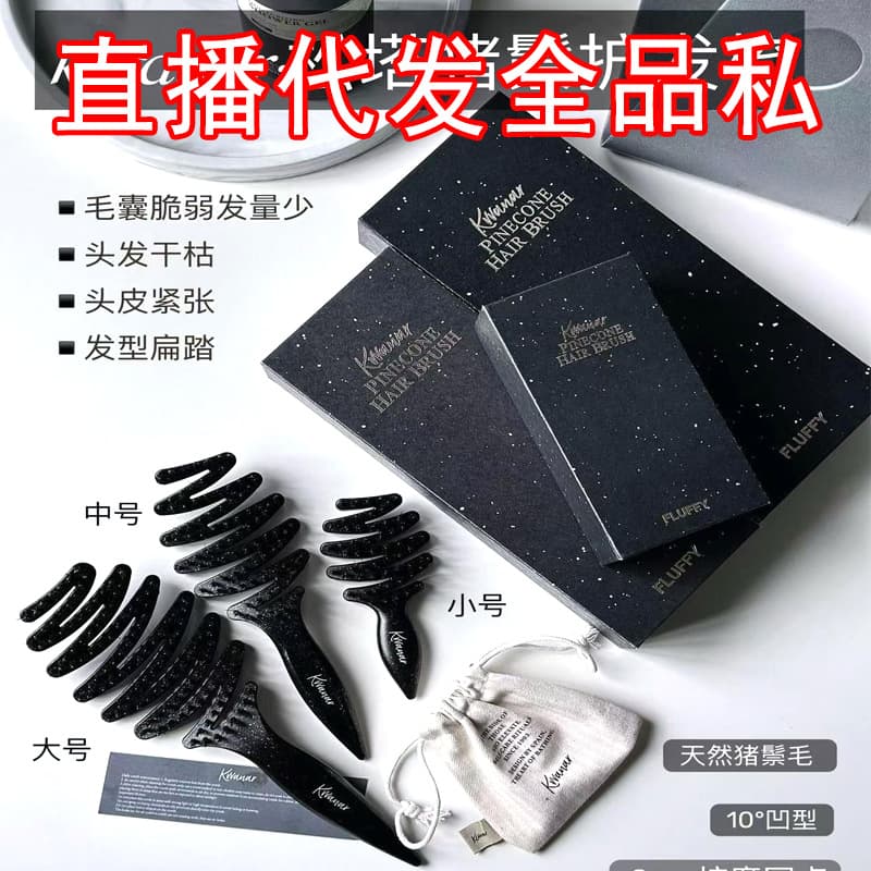 Boar Bristle Hair Brush Mini Portable Comb Pinecone Comb Private Domain Livestream Warehouse Livestream Low Price Dropshipping