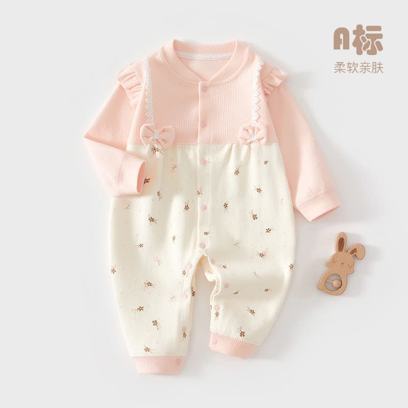 Baby Romper Spring Autumn Newborn Outfit Cute Girl Pajamas Comfortable Fleece Wrap Bottom Clothes a Class Long Sleeve Cotton