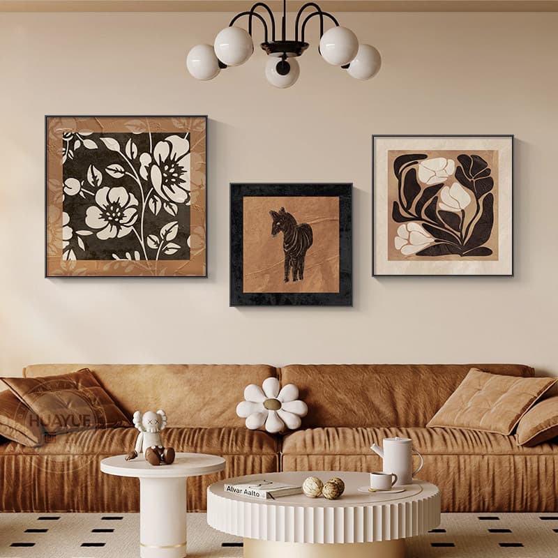 Mid-Century Modern Living Room Decorative Painting French Retro Sofa Background Wall Hanging Painting Niche Art Abstract Dining Room Combination Painting