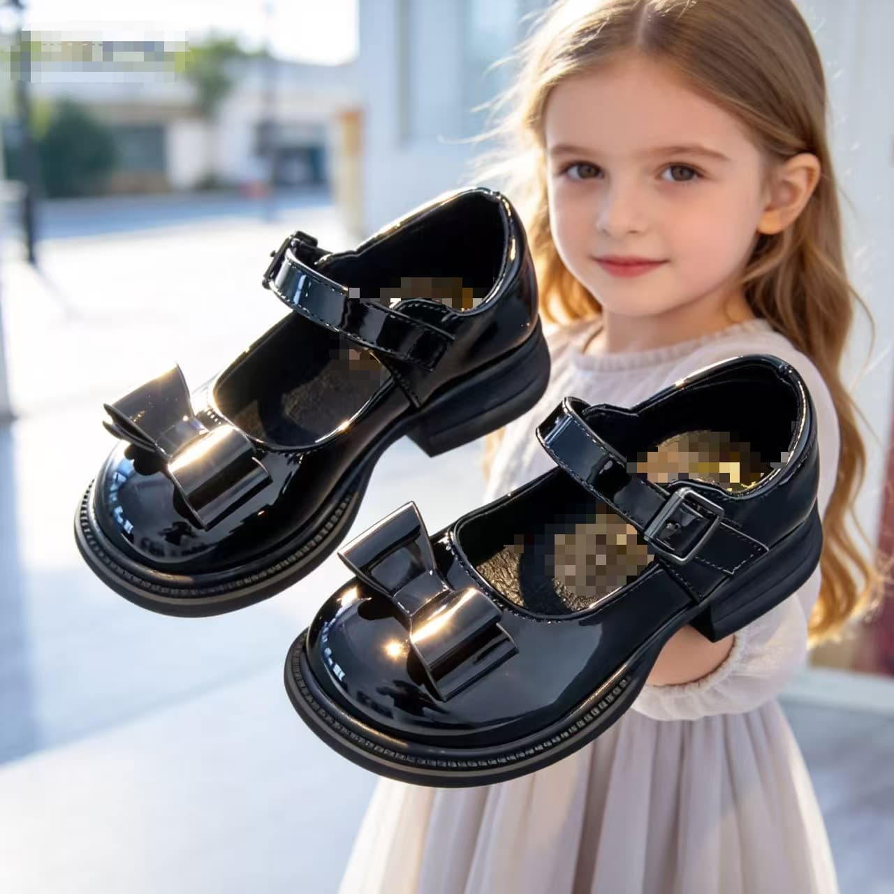 Girls Black Leather Performance Shoes Princess Shoes Children Student Soft Sole Casual Shoes School Shoes
