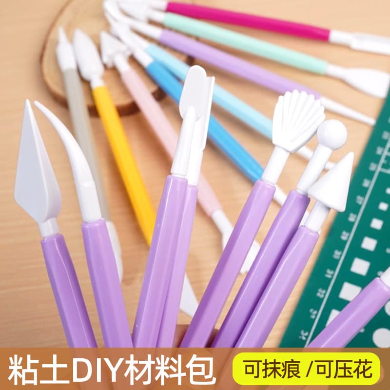 Ultra-Light Clay Tools 8-Piece Set Pottery Clay Smoothing and Indenting Pens Soft Clay Creative Embossing DIY Handmade Craft Tools