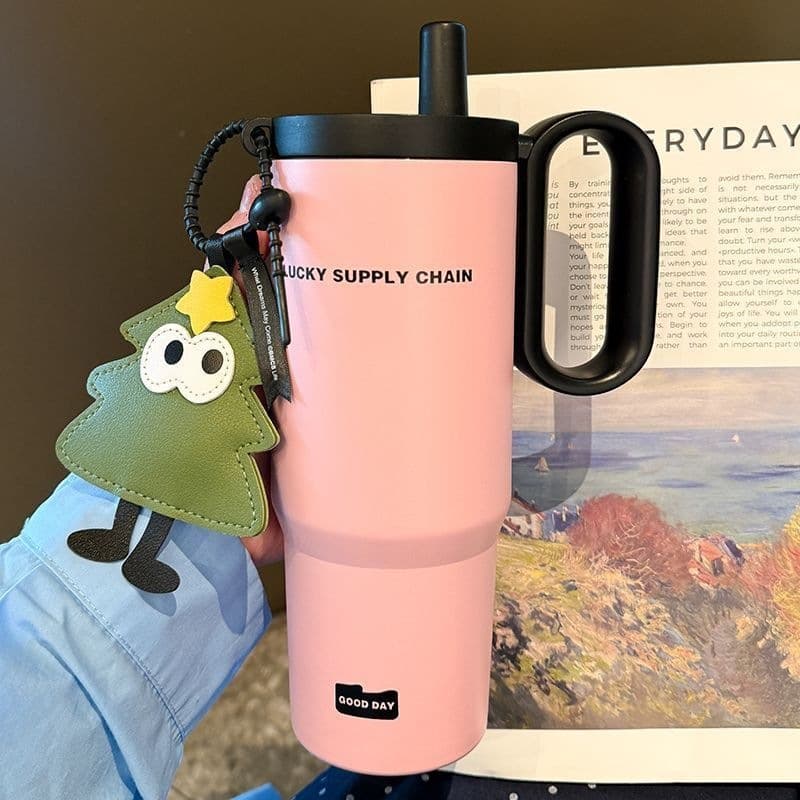 New Original Stainless Steel Insulated Cup Large Capacity Water Bottle with Straw High Appearance Car Cup Ice King Cup