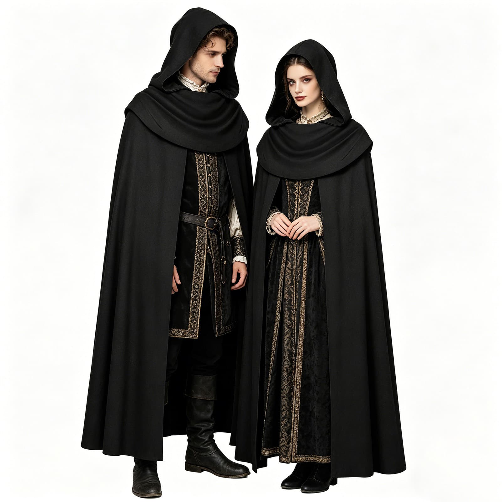 Adult Medieval Hooded Cloak Renaissance Men Women Halloween Party Cosplay Costume