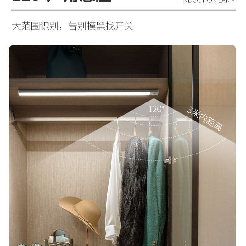 Human Sensor Light Strip Wireless Self-Adhesive Light Strip Shoe Cabinet Wardrobe Wine Cabinet Kitchen Light On When Door Opens