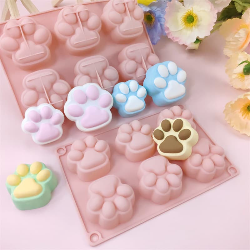 6-Link Silicone Mold Cat Claw Shape Chocolate Mousse Cake Mold Handmade Soap Drip Glue Squeezy Fun Mold for DIY Baking