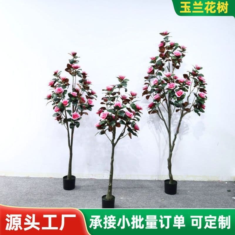 Artificial Magnolia Tree for Balcony Decoration, Indoor Living Room Faux Greenery, Home Wedding Decoration Large Bonsai Artificial Flowers