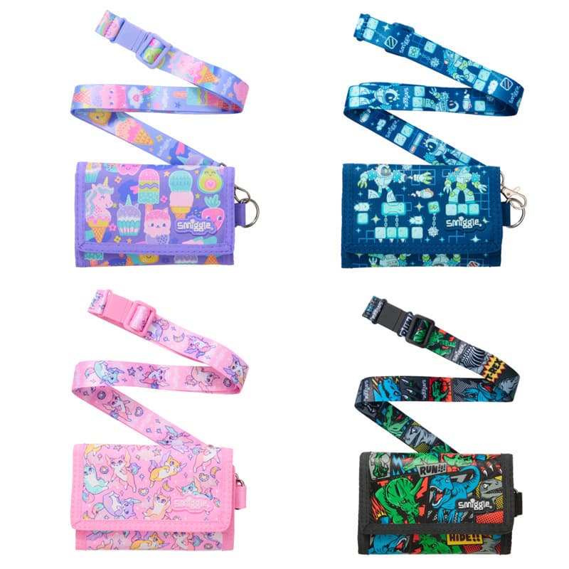 Australia Smiggle Wallet, Crossbody Card Holder for Primary and Secondary School Kids, Cartoon Coin Purse, Bus Card Case, Meal Card Bag