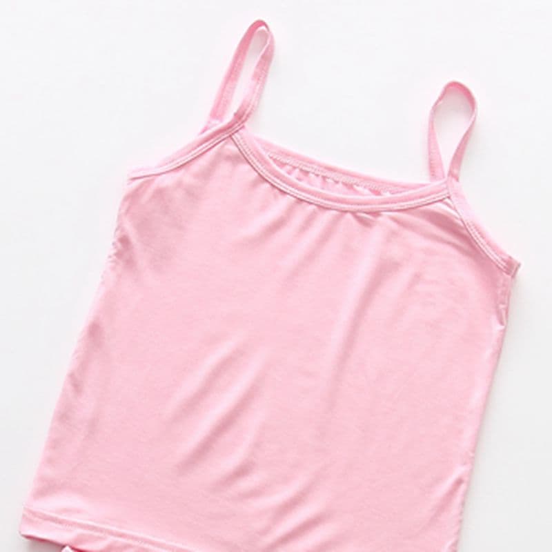 Girls' Sleeveless Vest Top Solid Color Undershirt Children's Summer Cotton Camisole
