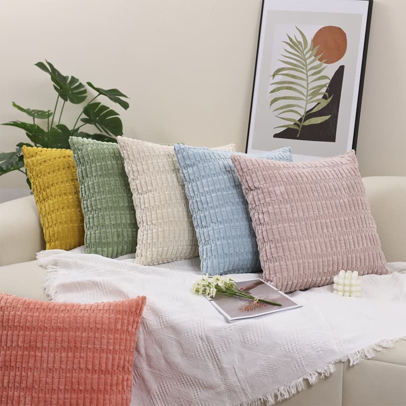 Corduroy throw pillow, Nordic style, minimalist design, wheat grain pattern, solid color cushion cover, cross-border Amazon best-selling sofa pillow.