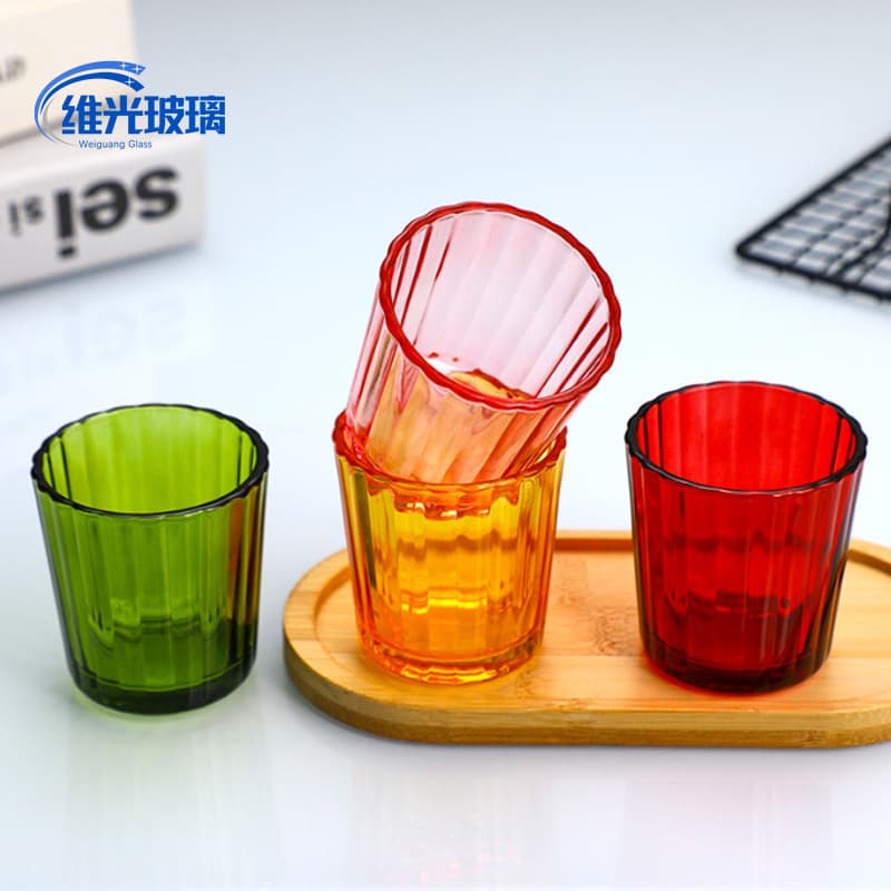 Glass Candle Holder Aromatherapy Candle Stand Light and Shadow Colorful Vertical Striped Tealight Cup Wedding Decoration Ambiance Candle Cup