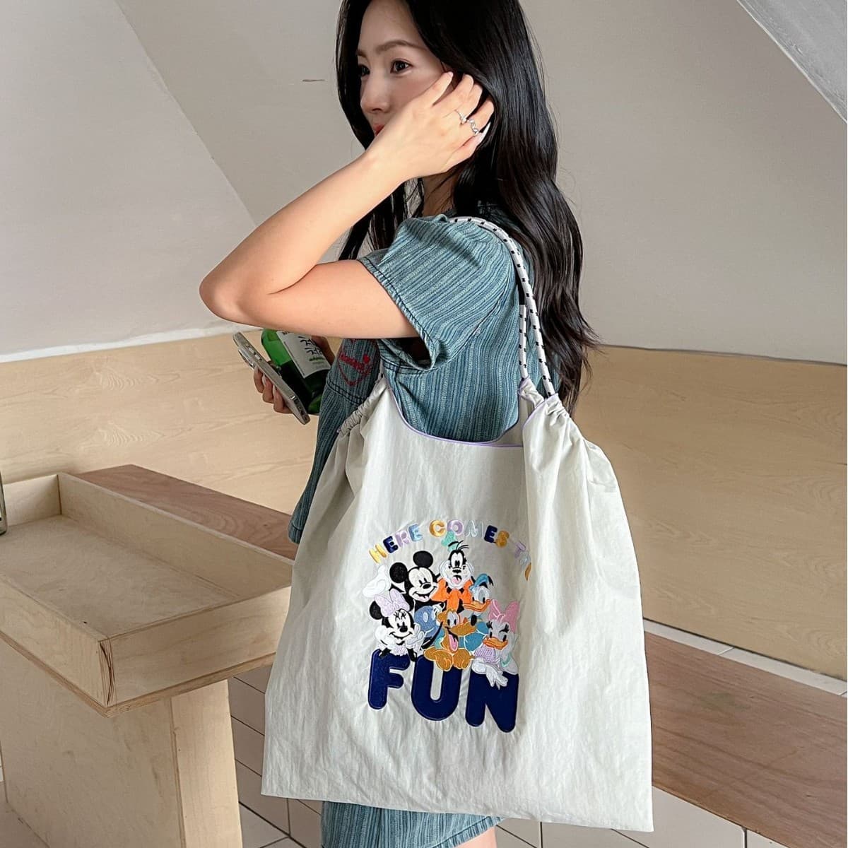 Embroidered Handbag Women's Crossbody Shopping Bag Large Capacity Nylon Crossbody Portable Canvas Shoulder Bag