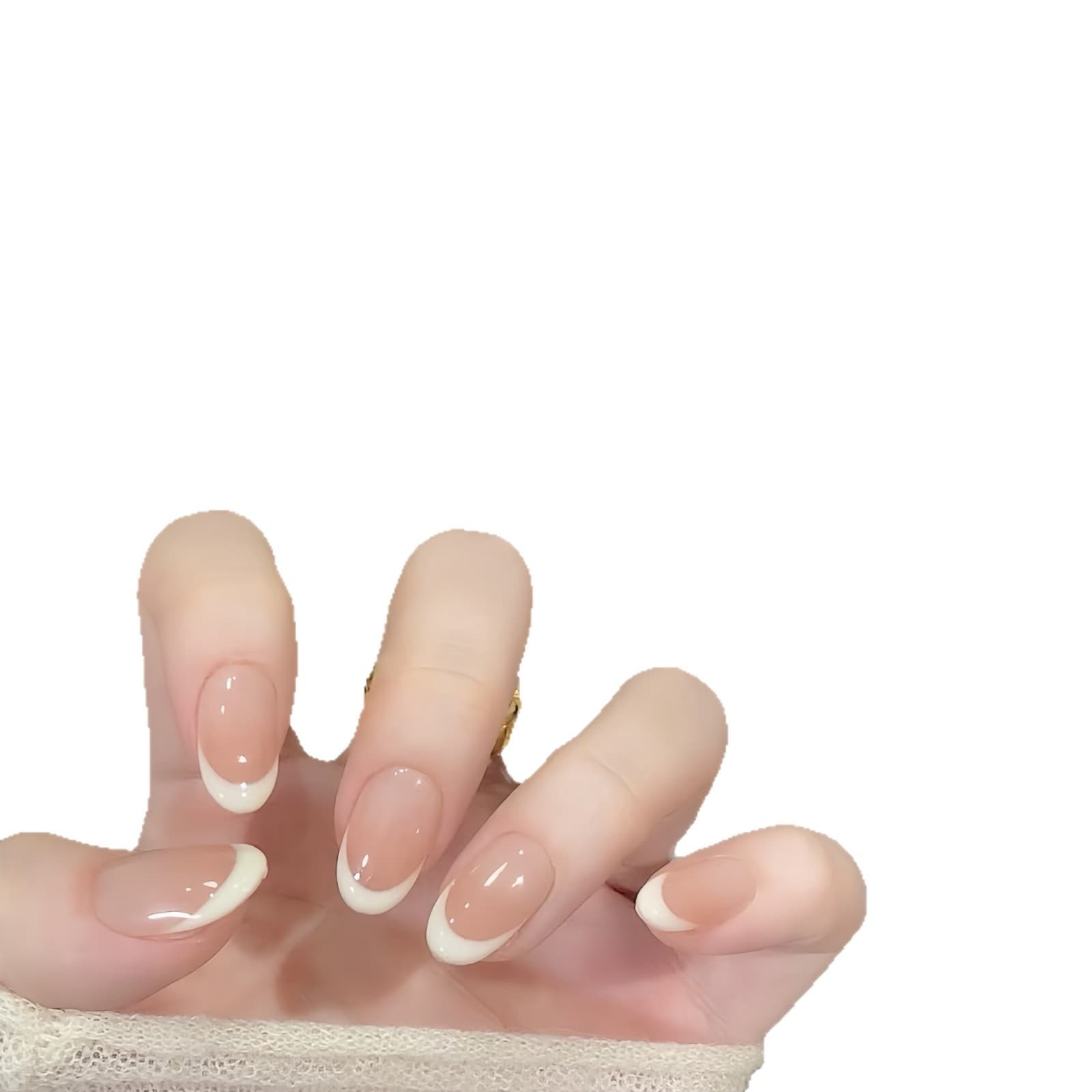 [Natural Look] Handcrafted Premium Wearable Nails, Elegant Whitening, Classic Pure French Manicure, Trendy for All Seasons