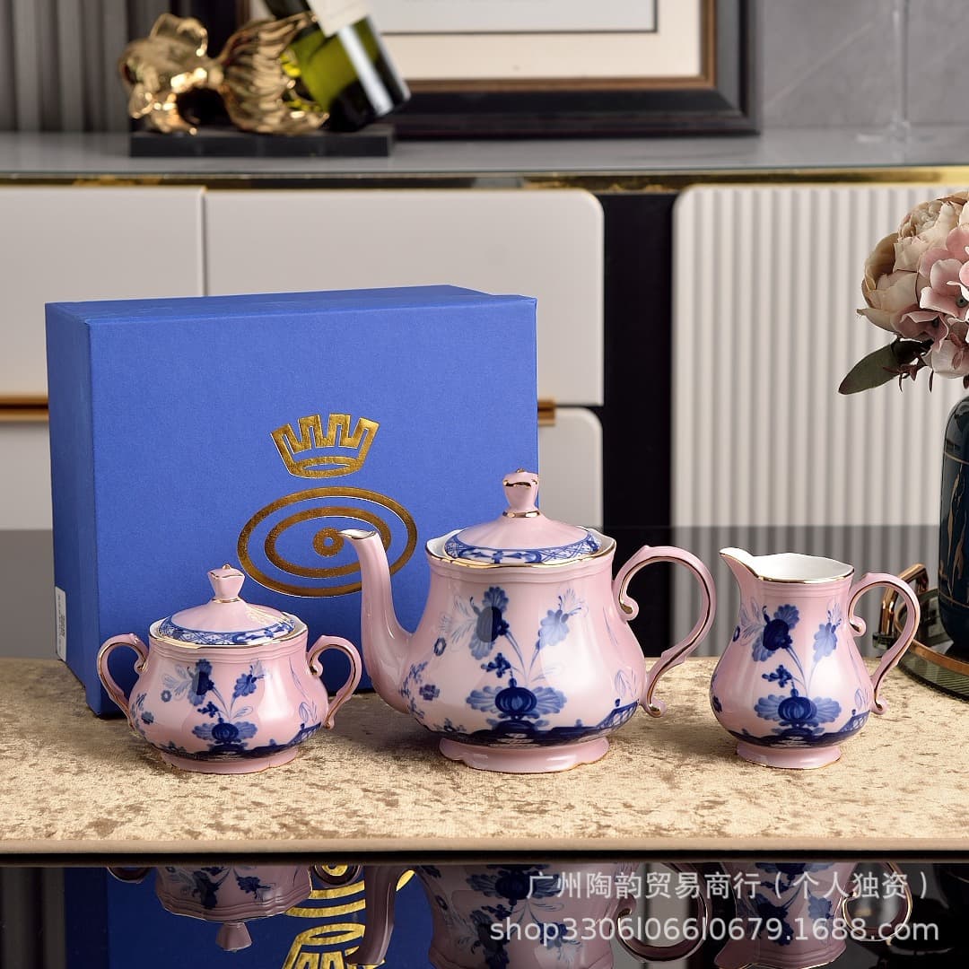 Italian 1735 Oriental Porcelain Mug Coffee Bean Coffee Maker Cup Saucer Teapot Sugar Bowl Milk Jug Tea Set Fruit Plate