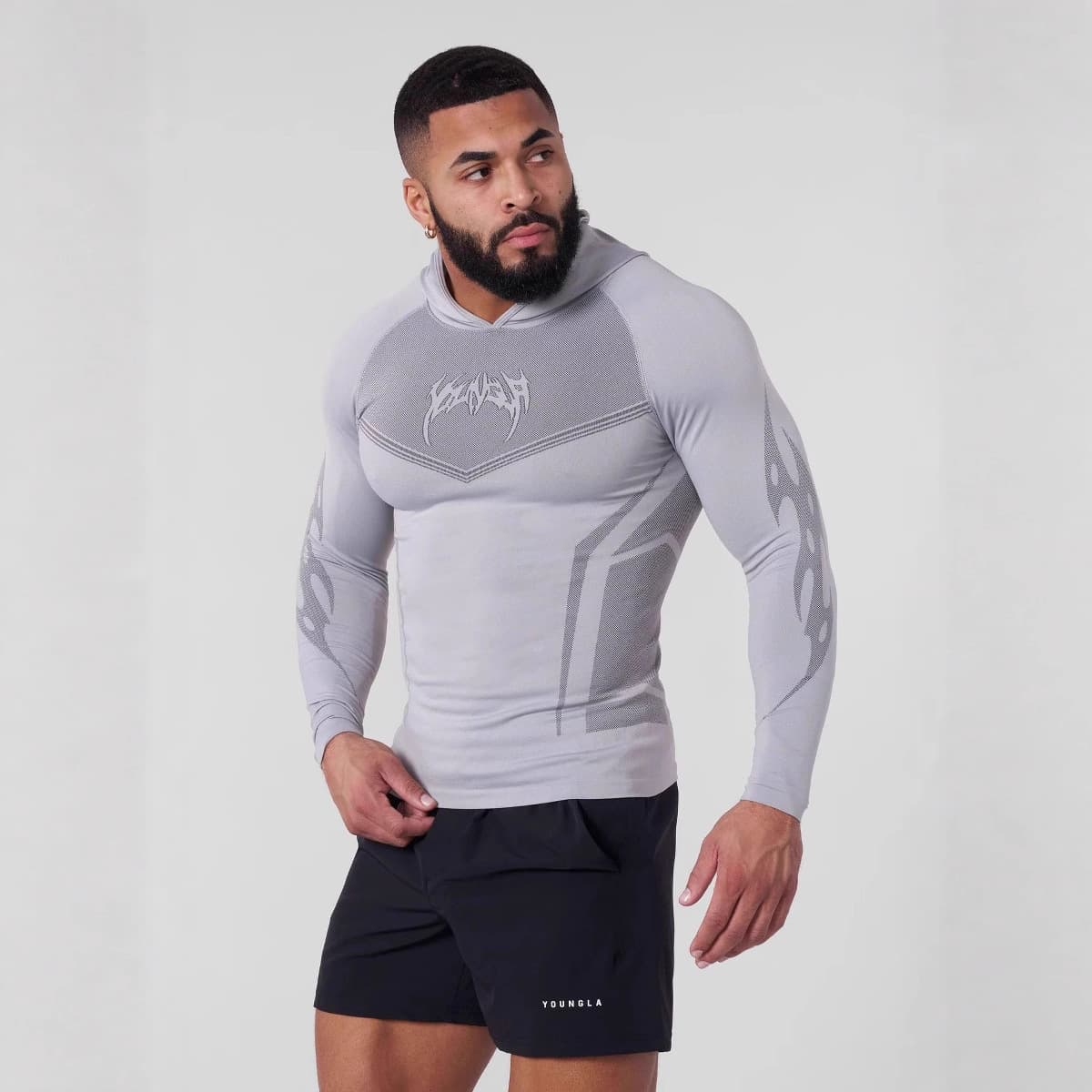 YOUNGLA warrior tight hoodie jogger gym sports fitness stretch sweatshirt training suit jacket
