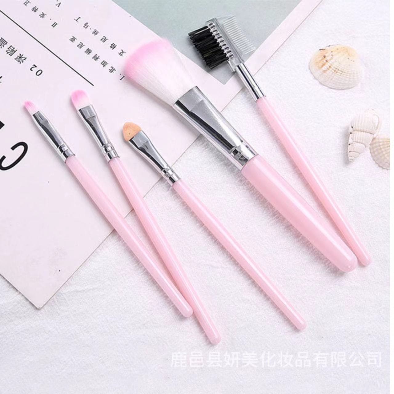 Factory Direct 5-Piece Cangzhou Makeup Brush Set: Foundation Brush, Pink Eyeshadow Brush, Lip Brush, Blush Brush, Cosmetic Tools