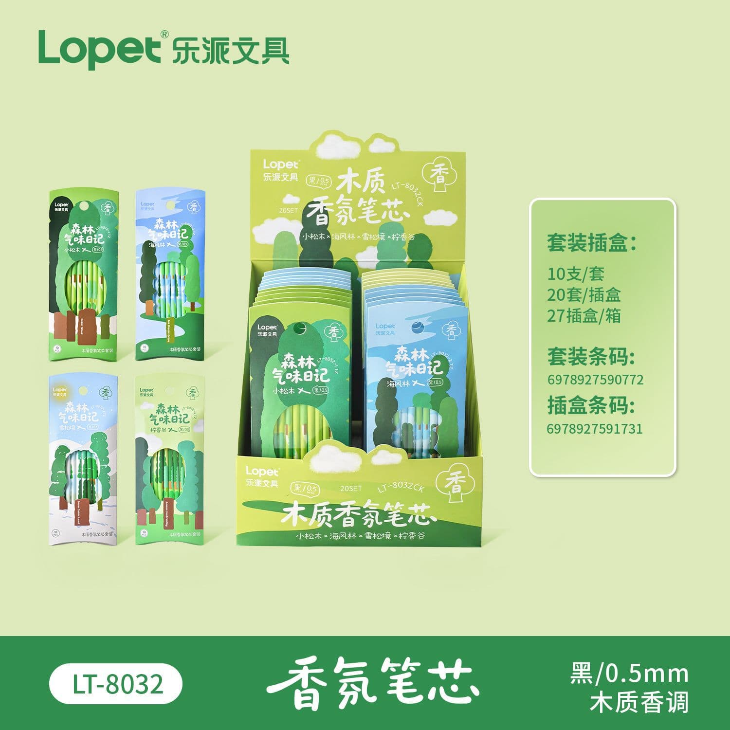 Lepai wood-scented refill quick-drying writing non-smudge ST pen writing silky smooth non-stuck gel pen refill