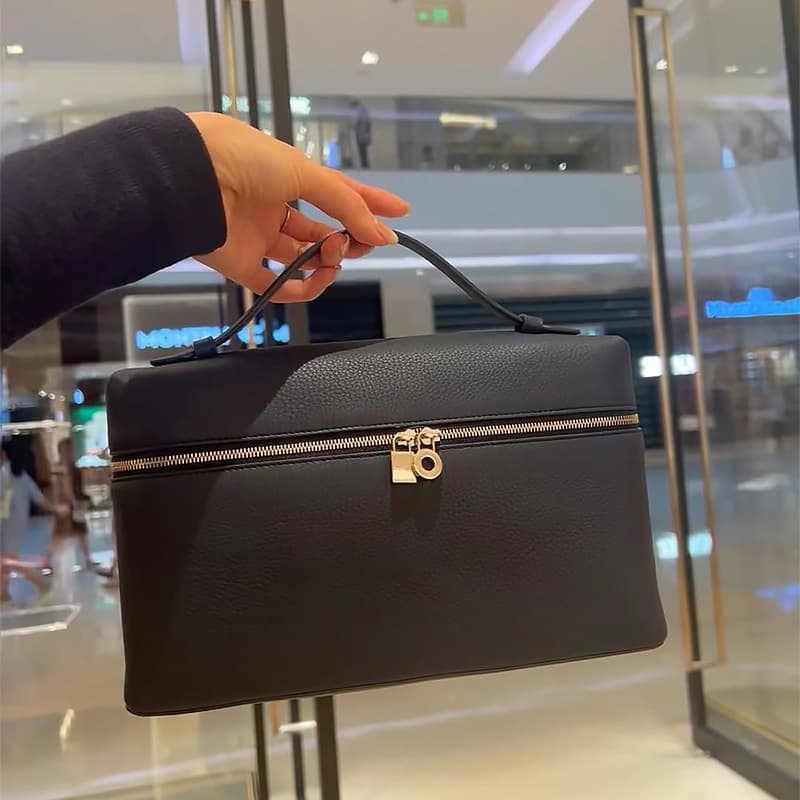 2025 New Genuine Leather LP27/19 Lunch Box Bag Pebble Grain Small Square Bag Handbag Shoulder Crossbody Women's Leather Bag Wholesale