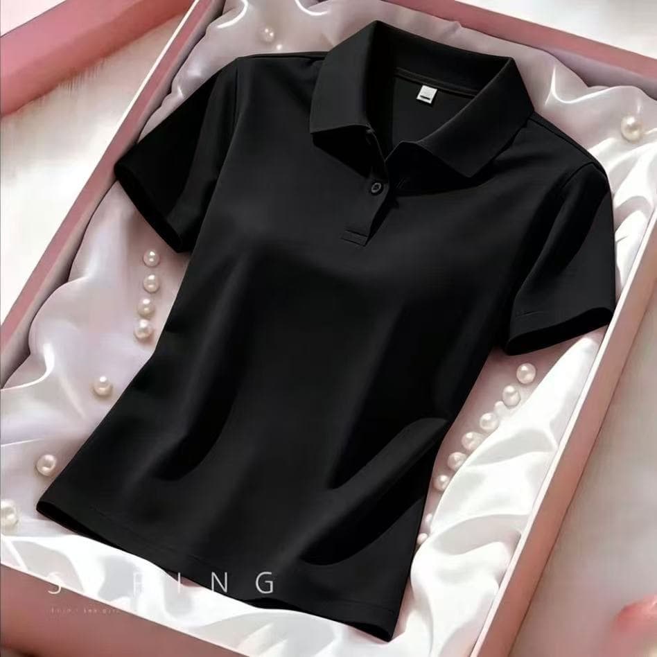 Cool Silk Turn-Down Collar Short Sleeve T-Shirt Women Summer Plus Size Middle-Aged Mother Women's Top Slimming Quick-Dry Polo Shirt