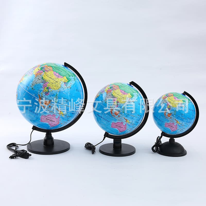 Cross-border Full English Globe 32CM HD with Light Plastic Office Study Room Decoration Student Learning Supplies